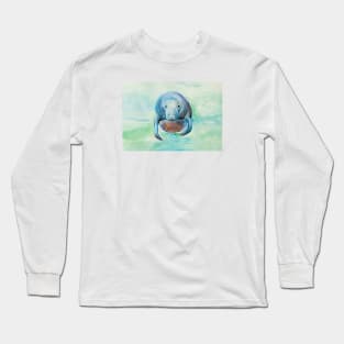 Underwater Manatee Watercolor Long Sleeve T-Shirt